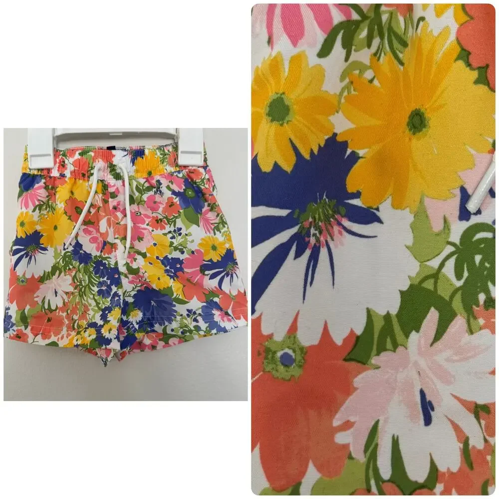 Janie and Jack Garden Getaway Recycled Floral Swim Trunk